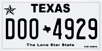 TX license plate DOO4929