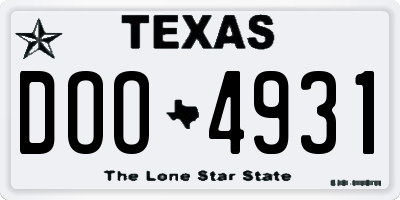 TX license plate DOO4931