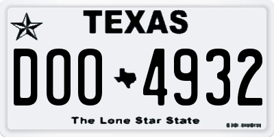 TX license plate DOO4932