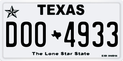 TX license plate DOO4933