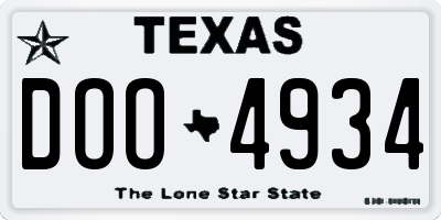 TX license plate DOO4934