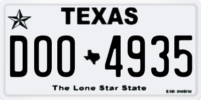 TX license plate DOO4935