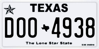 TX license plate DOO4938