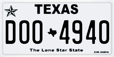 TX license plate DOO4940
