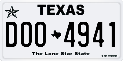 TX license plate DOO4941