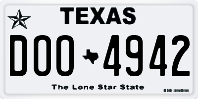 TX license plate DOO4942