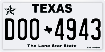 TX license plate DOO4943