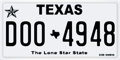 TX license plate DOO4948