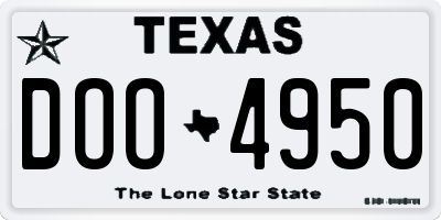 TX license plate DOO4950