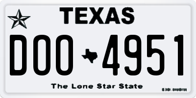 TX license plate DOO4951