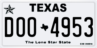 TX license plate DOO4953