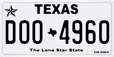 TX license plate DOO4960