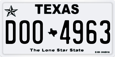 TX license plate DOO4963