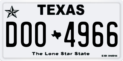TX license plate DOO4966