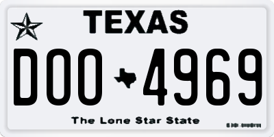 TX license plate DOO4969