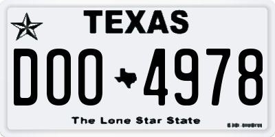 TX license plate DOO4978