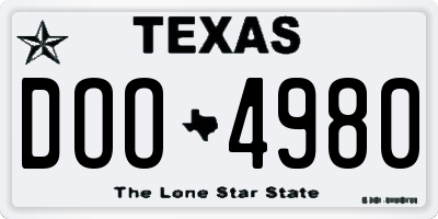 TX license plate DOO4980