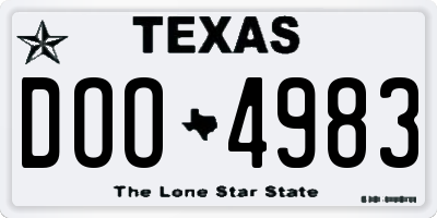 TX license plate DOO4983
