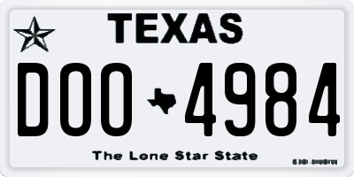 TX license plate DOO4984