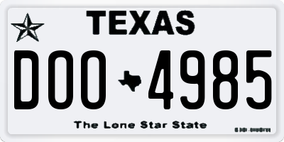 TX license plate DOO4985