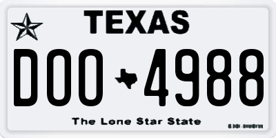 TX license plate DOO4988