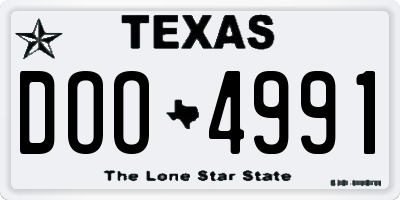 TX license plate DOO4991