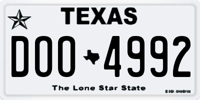 TX license plate DOO4992