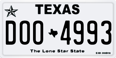TX license plate DOO4993