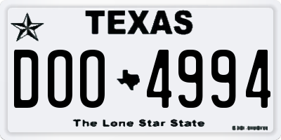 TX license plate DOO4994