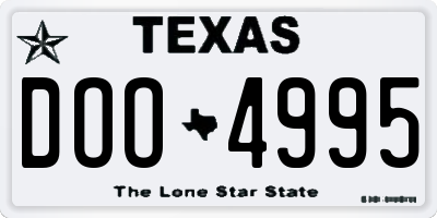 TX license plate DOO4995