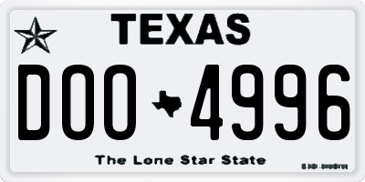 TX license plate DOO4996