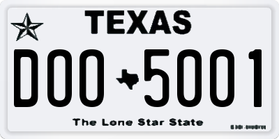 TX license plate DOO5001