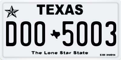 TX license plate DOO5003