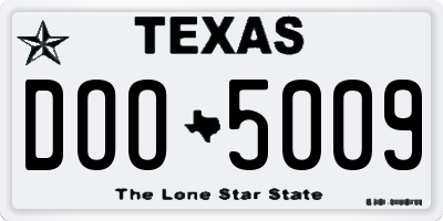 TX license plate DOO5009