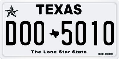 TX license plate DOO5010