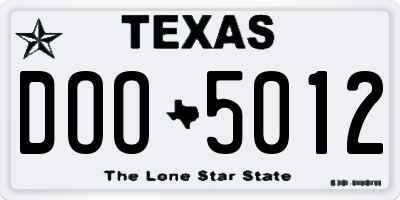 TX license plate DOO5012