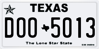 TX license plate DOO5013