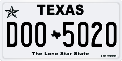 TX license plate DOO5020