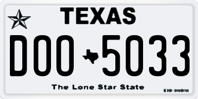 TX license plate DOO5033