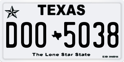 TX license plate DOO5038
