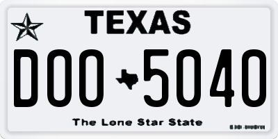 TX license plate DOO5040