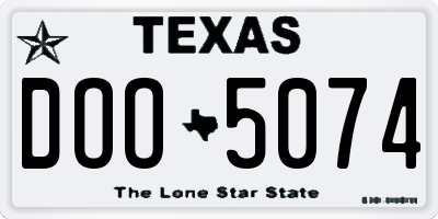 TX license plate DOO5074