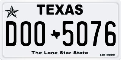 TX license plate DOO5076