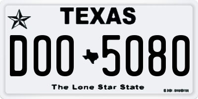 TX license plate DOO5080