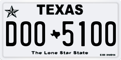 TX license plate DOO5100