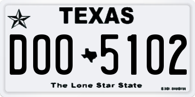 TX license plate DOO5102