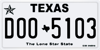 TX license plate DOO5103