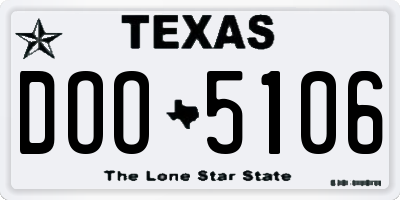 TX license plate DOO5106