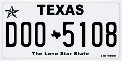 TX license plate DOO5108