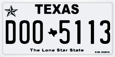 TX license plate DOO5113